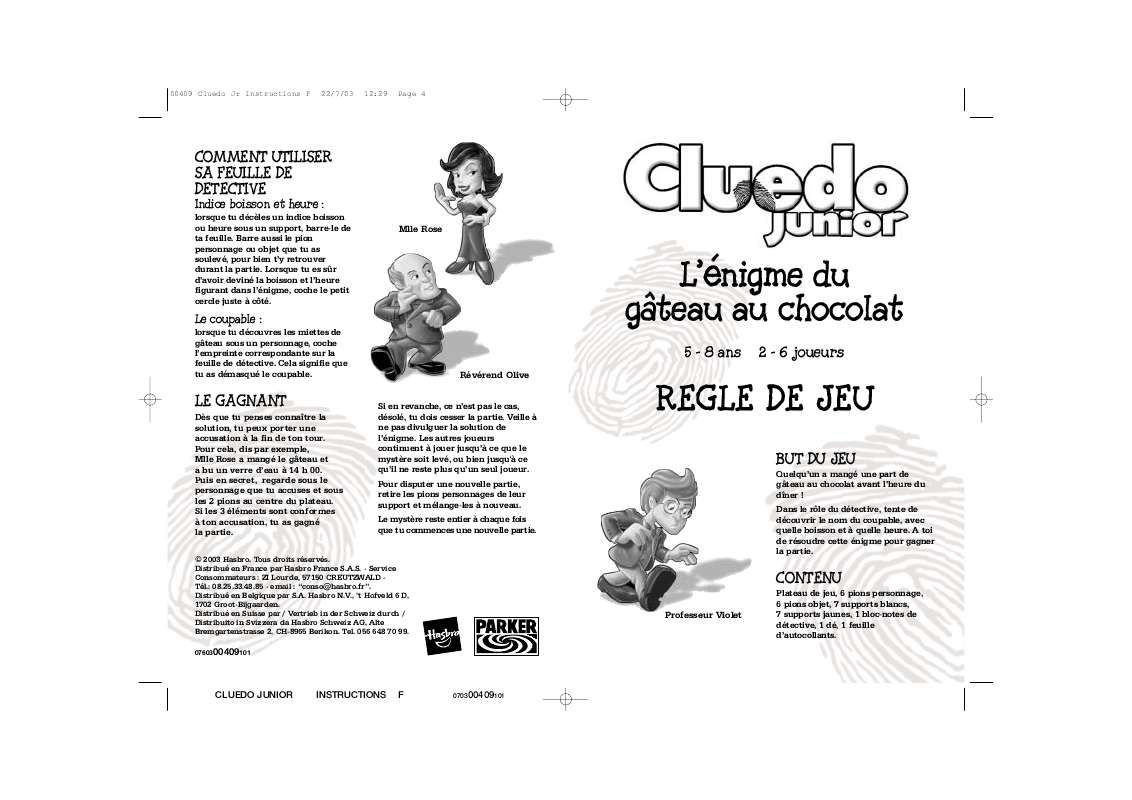 Cluedo Junior Le Mystere Du Gateau Disparu